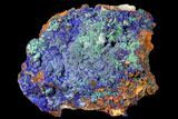 Malachite and Azurite with Limonite Encrusted Quartz - Morocco #132586-2